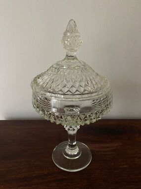 Indiana Glass • Clear • Diamond Point • Pedestal Dish